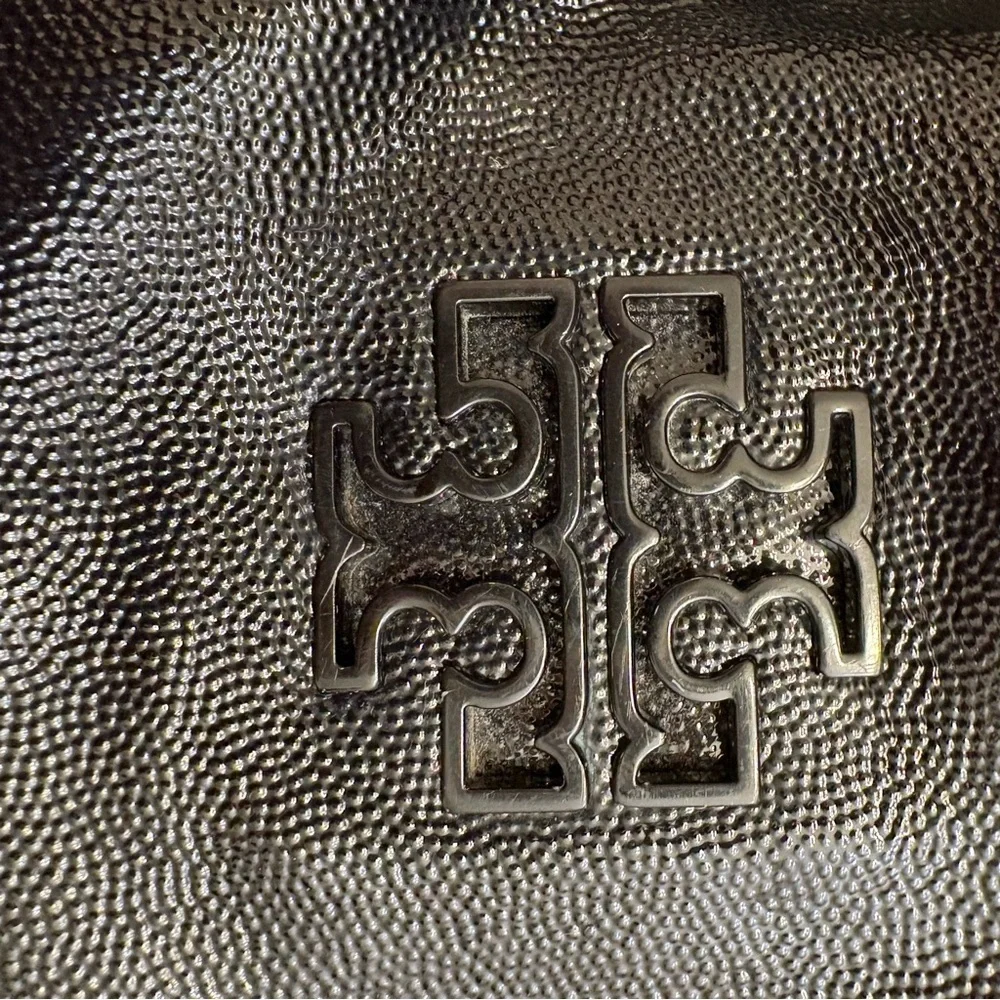 Tory Burch black grain leather Britton tote bag